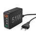 Station de charge 51 W, 5 ports (1xQC3.0, 3xUSB-A, 1xUSB-C PD), noire