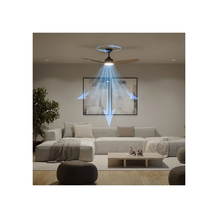 Ventilateur de plafond Philips Olas 132 cm LED intégrée télécommande 6 vitesses réversible Noir - Neuf