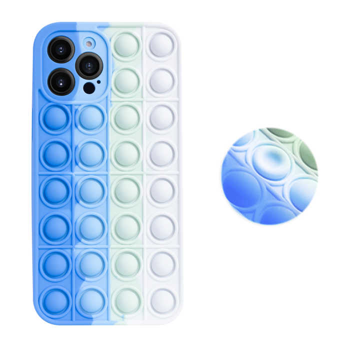 Coque Popping Bubble pour Apple iPhone 12 Pro Max, Bleu Vert