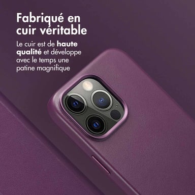 Accezz Étui de téléphone portefeuille en cuir 2-en-1 avec MagSafe pour Apple iPhone 15 Pro Max - Heath Purple