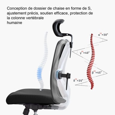 Silla de oficina ergonómica SIHOO M18 con soporte de 4 puntos y malla transpirable - Negro