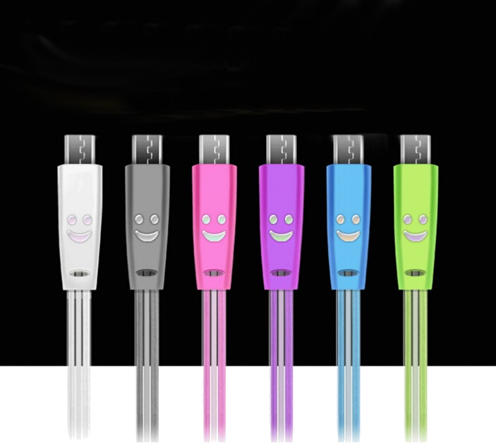 Cable Smiley Micro USB pour Manette Playstation 4 PS4 LED Lumière Chargeur USB Smartphone Connecteur