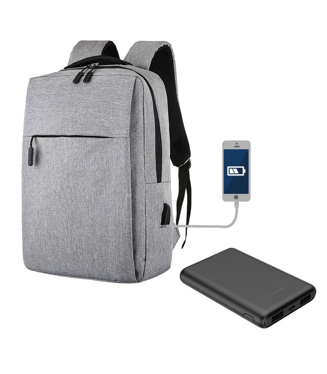 Pack sac à dos connecté et batterie externe 5.000mAh - Blaupunkt -  BLP1350-143 - Gris - Blaupunkt