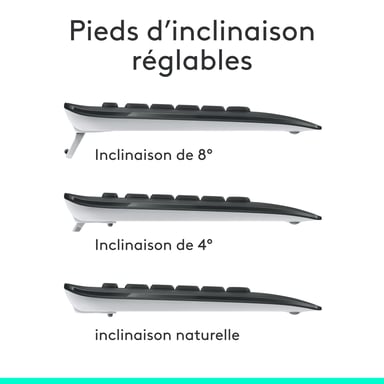 Logitech 920-008676 teclado Ratón incluido Universal RF inalámbrico AZERTY Francés Negro, Blanco