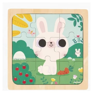 Puzzle de 9 piezas de conejo blanco - Diversión educativa para niños