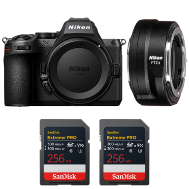Cámara híbrida Nikon Z5 II + FTZ II + 2 SanDisk 256GB Extreme PRO UHS-II + Ebook ''20 consejos para fotos que impactan''