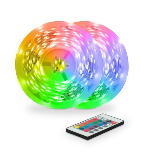 Ksix Pack de 2 Bandes Led RVB de 5m chacune Différents Modes d'Eclairage Télécommande Neuf
