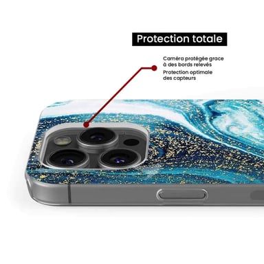 Coque en silicone - Compatible Samsung Galaxy A24 4G - design marbre bleu paillete