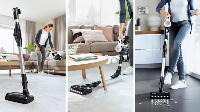 Bosch BBS711W Aspirapolvere senza sacco nero, acciaio inox, bianco