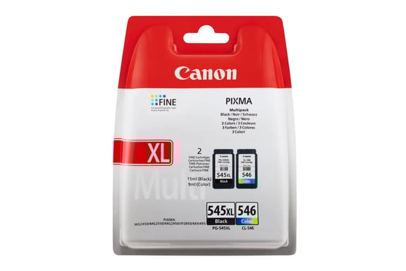 CANON Pack 2 cartuchos de tinta Pixma PG-545XL/CL-546XL (Negro + Colores) + Hojas