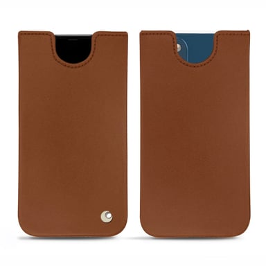 Pochette cuir Apple iPhone 14 Plus - Pochette - Marron - Cuir lisse