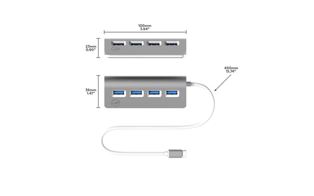MOBILITY LAB - Hub Cylindre USB-C - 4 Ports USB 3.0