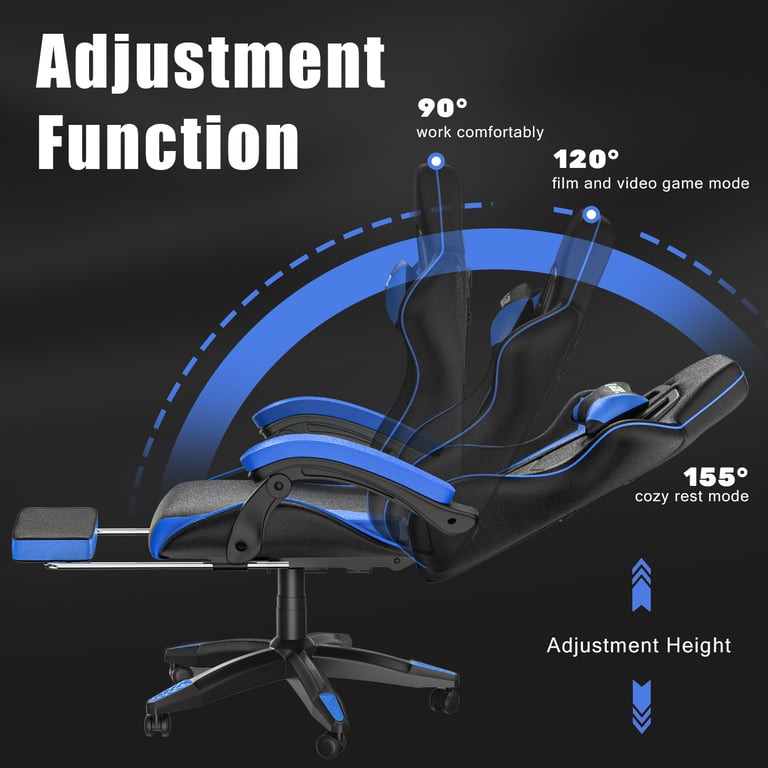 Chaise de jeu réglable en hauteur avec repose pieds et coussin lombaire Neuf - vue 6