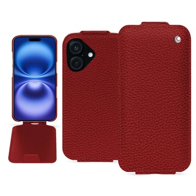 Housse cuir Apple iPhone 16 -  - Rouge - Cuir grainé