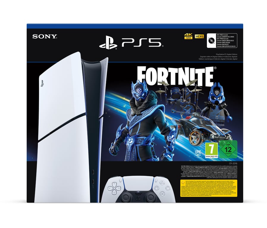 Pack PS5 Slim & Fortnite Cobalt Star - Console de Jeux Playstation 5 Slim (Digitale) 1 To, Blanc - Bon état