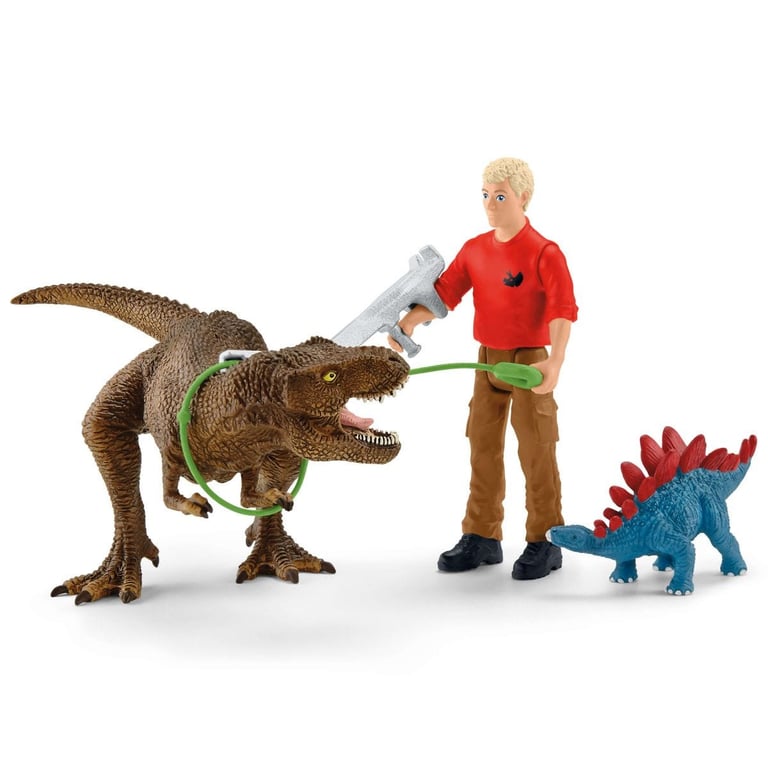 Attaque Tyrannosaure Rex Dinosaurs Figurine Coffret schleich avec 1 figurine humaine articulée et 1 figurine Trex et 1 figurine béb - vue 3