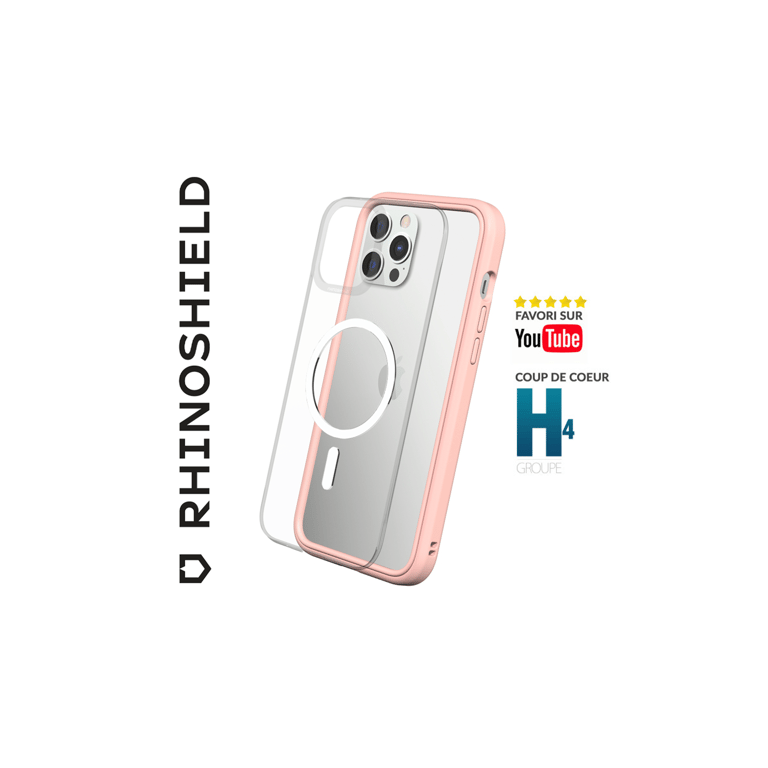 RhinoShield Coque modulaire Mod NX Compatible avec MagSafe pour [iPhone 14] Force magnétique supérieure, Personnalisable. Absorbe Les impacts des Chutes de 3.5 mètres - Rose Poudré