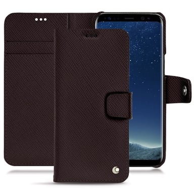 Funda de piel Samsung Galaxy S8 - Solapa billetera - Marrón hechizante ( Pantone #4e3629 ) - Piel saffiano