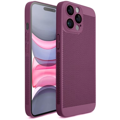 Moozy VentiGuard Coque de téléphone pour iPhone 14 Pro, 6,1 pouces, Housse respirante pour iPhone 14 Pro avec motif perforé pour la circulation de l'air, Coque rigide pour iPhone 14 Pro, Violet