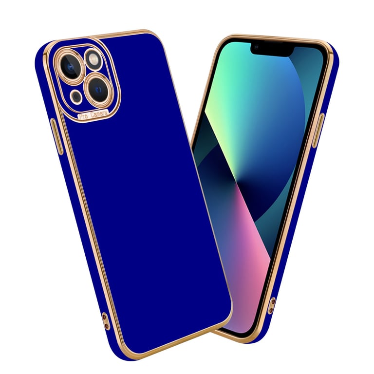 Coque pour Apple iPhone 13 en Glossy Bleu - Or Rose Housse de protection  Étui en silicone