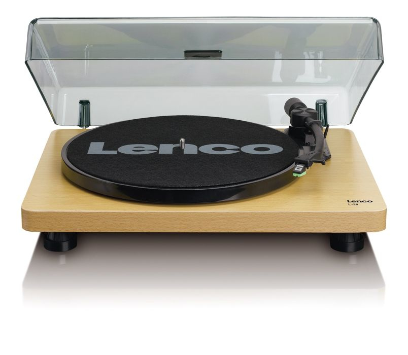 Lenco 30 Wood Tourne Disque entraîné par Courroie Platines Tourne Disque entraîné par Courroie 33 45 TRMin 30 cm
