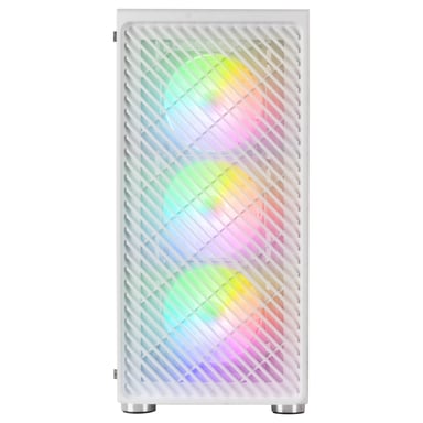 Mars Gaming MC-F, Semitorre Gaming ATX, Ventana Completa Cristal Templado, Frontal Metal-Mesh, 4X Ventiladores ARGB 120mm, Blanco