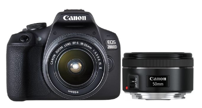 Canon EOS 2000D + EF-S 18-55 IS II + EF 50mm 1/2'' Cuerpo de la cámara SLR 24,1 MP CMOS 6000 x 4000 Pixeles Negro