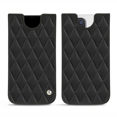 Pochette cuir Apple iPhone 12 Pro Max - Pochette - Noir - Cuir lisse couture