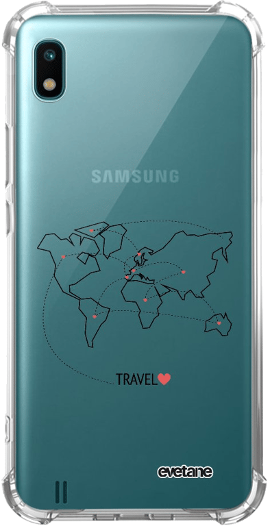 Evetane Coque Samsung Galaxy A10 anti-choc souple angles renforcés transparente Motif Travel