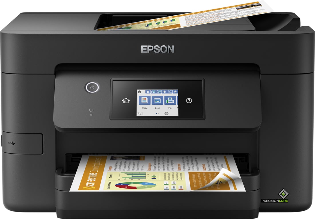 EPSON WorkForce WF 3820DWF | Imprimante professionnelle 4 en 1 Impression Numérisation Copie Fax WiFi Direct Ethernet 21ppm PrecisionCore ADF Compacte Idéale pour maison et bureau