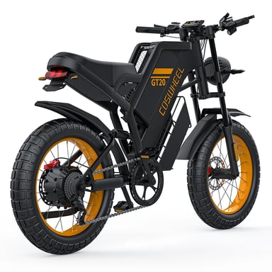 Bicicletta Elettrica COSWHEEL GT20 | Velocità Massima 45 km/h | Autonomia 80 km | Motore 1500W | Batteria 48V 25Ah | Pnei da 20 PolliciT | Nero
