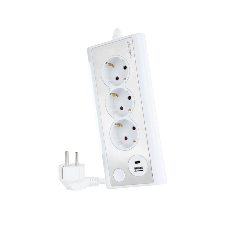 Multiprise de bureau Nanocable avec 3x Shuckos, 1x USB-C et 1x USB-A - Éclairage LED avec interrupt - Neuf