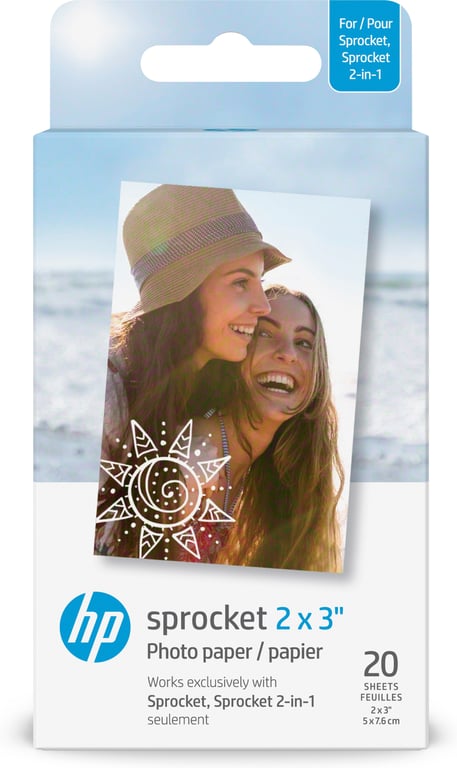 HP 2x3" Papier photo Zink de qualité supérieure 20 feuilles compatible avec 'imprimante photo portable Sprocket - vue 2