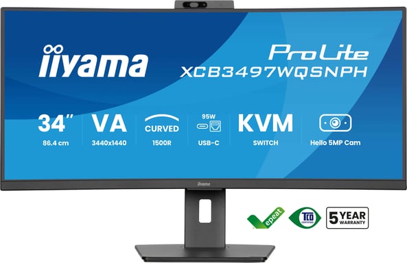 iiyama ProLite XCB3497WQSNPH-B1 écran plat de PC 86,4 cm (34'') 3440 x 1440 pixels UltraWide Quad HD LED Noir