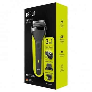 Braun Series 3 81702942 rasoir pour homme Rasoir à grille Tondeuse Noir, Vert