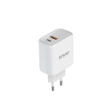 Savio LA-06 USB Type A & C Quick Charge Power Delivery 3.0 Indoor Tableta, Teléfono Blanco Corriente alterna Carga rápida Interior