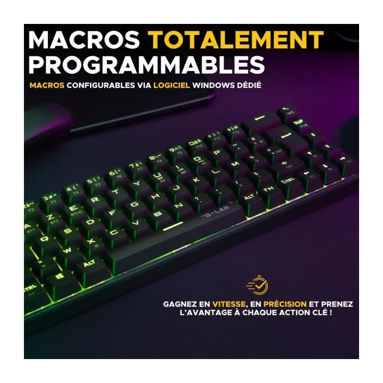 Clavier Gamer - KEYZ TITAN - Mécanique (Switch Rouge) - Filaire - RGB - Blanc - Neuf