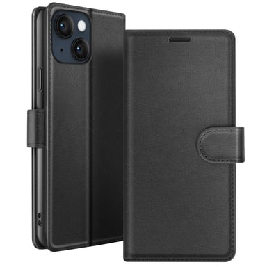 Zanaé Funda tipo cartera para iPhone 14 con soporte y lengüeta magnética Negro