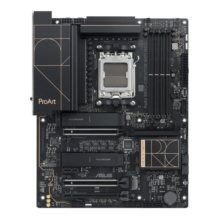 ASUS ProArt B850 CREATOR WIFI NEO Carte mère ATX Socket AM5 AMD B850 Chipset USB C 3.2 Gen 2x2 USB C 3.2 Gen2 USB 3.2 Gen 2 USB 3.2 Gen 1 USB4 USB C 3.2 Gen 1 2 x 5 Gigabit LAN Wi Fi 7 Bluetooth carte graphique embarquée... - vue 2