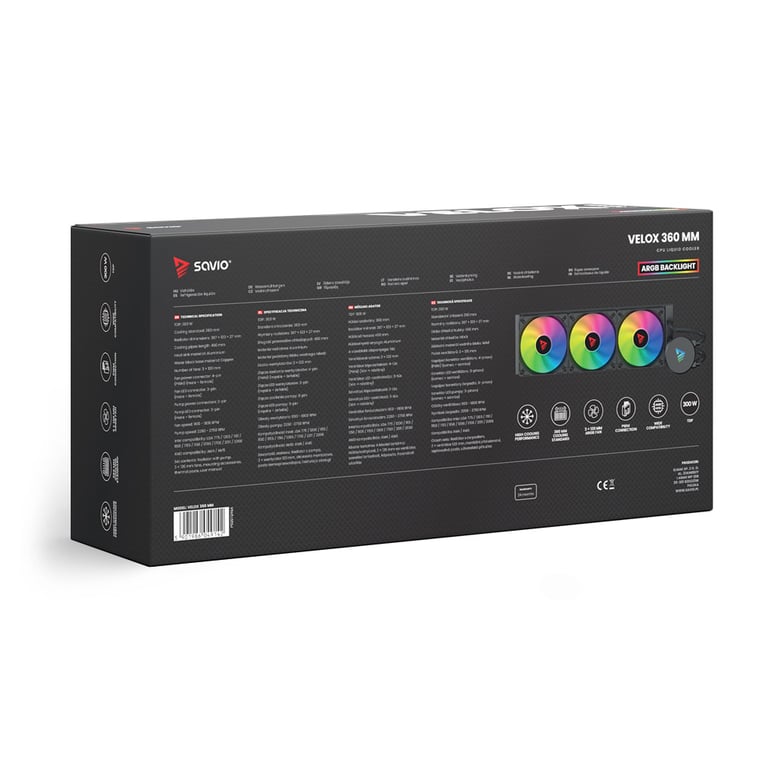 Savio VELOX 360 MM système de refroidissement d'ordinateur Processeur Refroidisseur de liquide tout en un 36 cm 1 pièce Neuf - vue 2