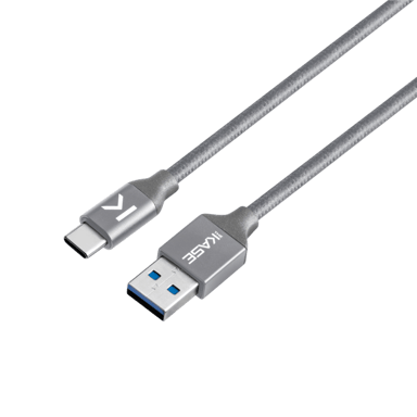Cavo USB 3.2 Gen 2 a ricarica rapida da USB-C a USB-A con intreccio metallico per ricarica/sincronizzazione (1M), grigio siderale