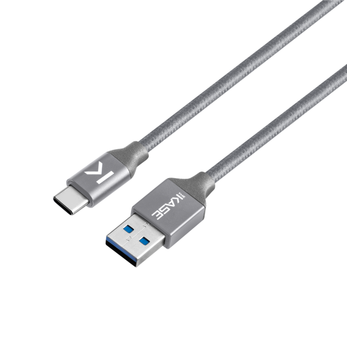 Câble USB 3.2 Gen 2 charge rapide USB-C vers USB-A métallisé tressé Charge/sync (1M), Gris Sidéral