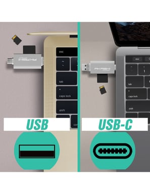 Altadif ALTSDREADER3IN1 Lettore di schede di memoria USB Tipo-A/USB Tipo-C/Micro-USB Bianco