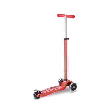 Scooter Maxi Micro Deluxe rojo con luces LED para niños de 5 a 12 años