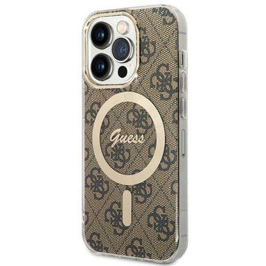 Custodia Guess per iPhone 15 Pro 6,1'' marrone Custodia rigida IML 4G MagSafe