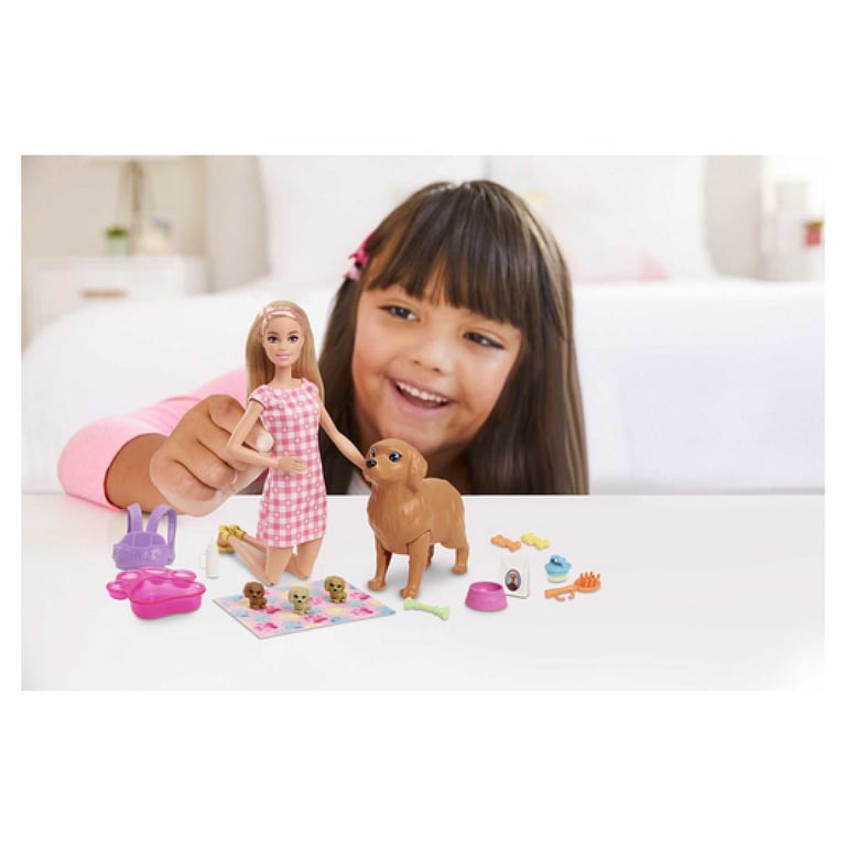 Coffret Barbie Naissance des Chiots Mattel HCK75 – Poupée Articulée, 15 Accessoires, Dès 3 Ans - vue 3