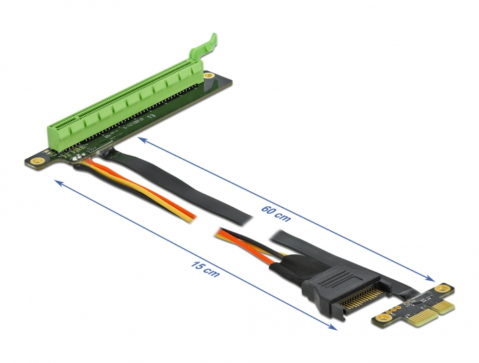 Delock Carte d'adaptation PCI Express x1 à x16, avec câble flexible de 80 cm Noir - vue 3