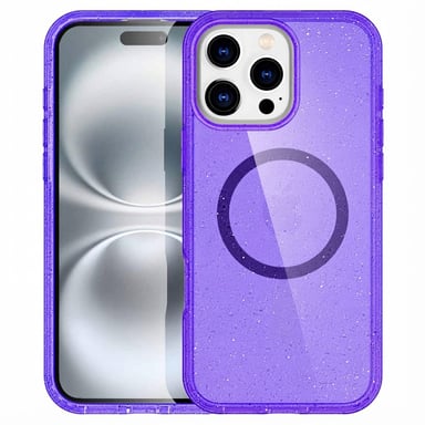 imoshion Coque Pailletée avec MagSafe pour Apple iPhone 16 Pro - Paillettes Violet