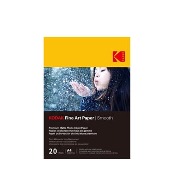 KODAK - 20 feuilles de papier photo 230g/m², mat, Format A4 (21x29,7cm), Impression Jet d'encre effet lisse - 9891092