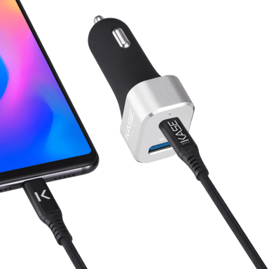 Chargeur universel de voiture double port charge rapide 48W (Power Delivery), Noir